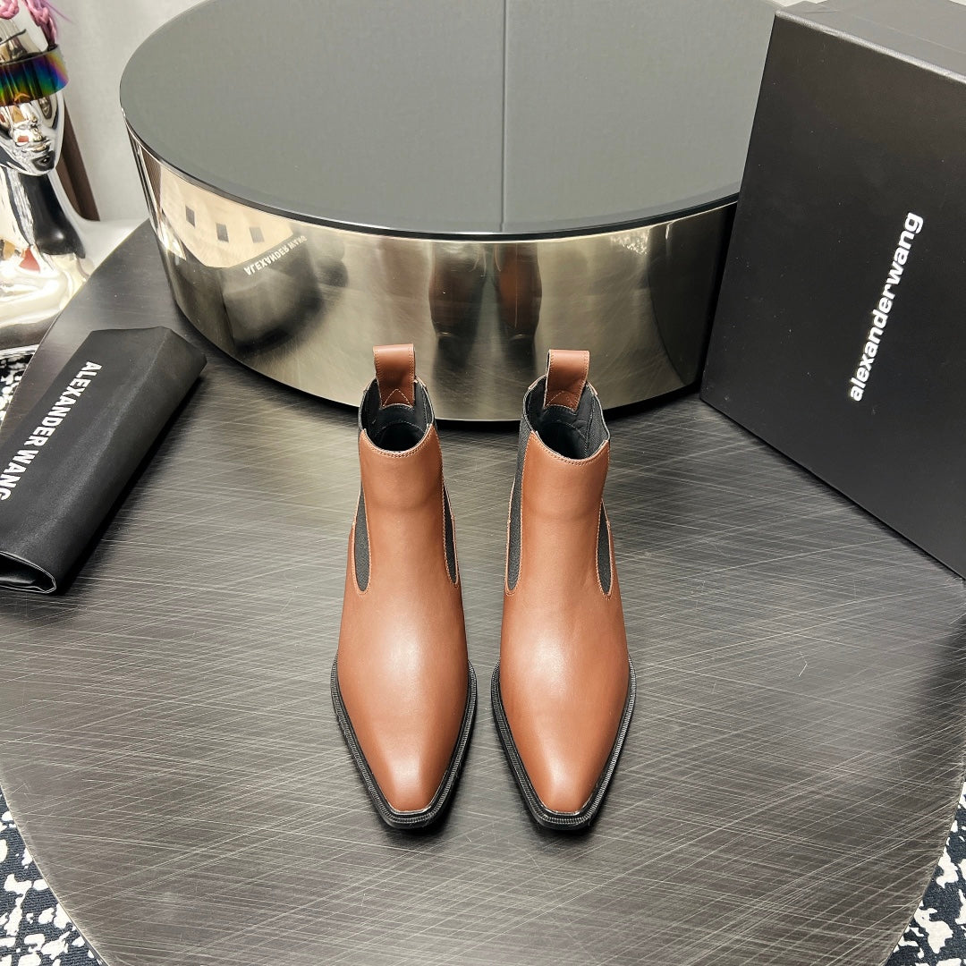 KANE 45MM ANKLE BOOT IN UMBER BROWN CALFSKIN