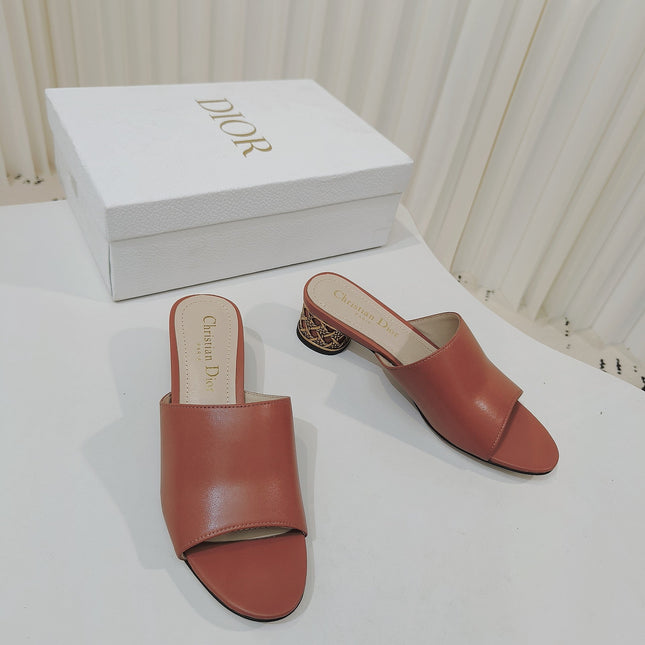 DIOR 26S WIDE-STRAP MULES 40 MM IN BURNT ORANGE SMOOTH CALFSKIN