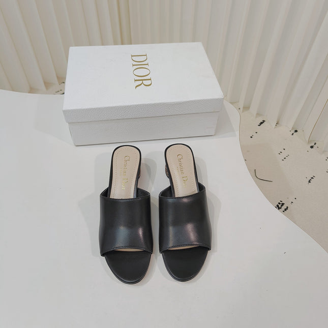DIOR 26S WIDE-STRAP MULES 40 MM IN BLACK SMOOTH CALFSKIN