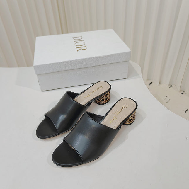 DIOR 26S WIDE-STRAP MULES 40 MM IN BLACK SMOOTH CALFSKIN