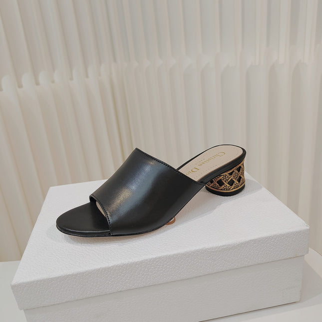 DIOR 26S WIDE-STRAP MULES 40 MM IN BLACK SMOOTH CALFSKIN