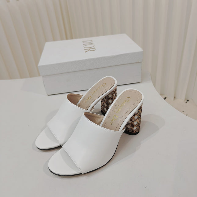 DIOR 26S WIDE-STRAP MULES 80 MM IN WHITE SMOOTH CALFSKIN