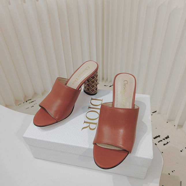 DIOR 26S WIDE-STRAP MULES 80 MM IN BURNT ORANGE SMOOTH CALFSKIN