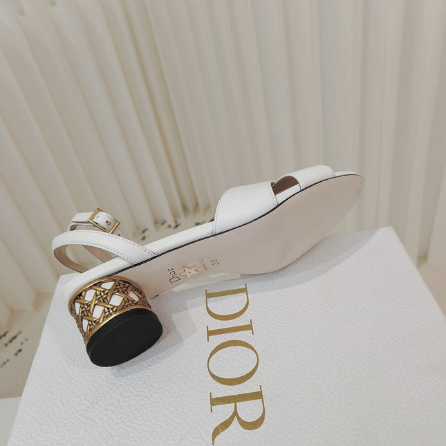 DIOR 26S METALLIC-HEEL SANDALS 40 MM IN WHITE LAMBSKIN