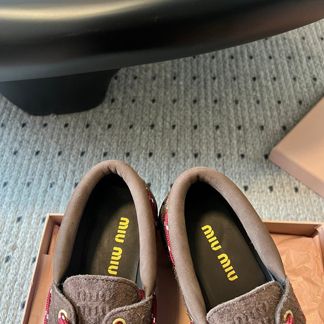 MIUMIU 26S CHUNKY SOLE LOAFERS IN DARK BROWN SUEDE