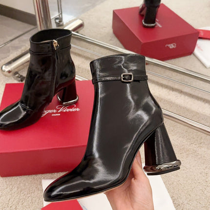VIV' PODIUM BOOTIES IN BLACK LAMBSKIN