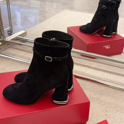 VIV' PODIUM BOOTIES IN BLACK SUEDE