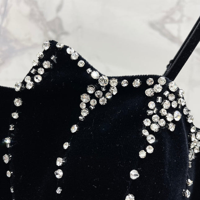 YSL 25S VELVET RHINESTONE DRESS STYLE 179