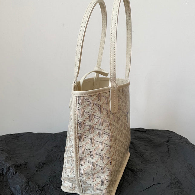 ANJOU MINI BAG 20 IN BEIGE GOYARDINE CANVAS AND CALFSKIN