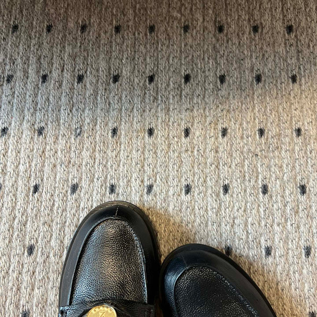 MIUMIU 26S PENNY LOAFERS IN BLACK CALFSKIN GOLD HARDWARE