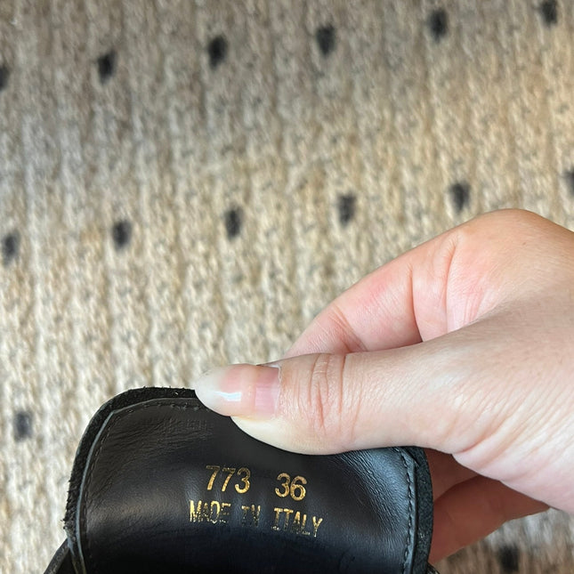 MIUMIU 26S PENNY LOAFERS IN BLACK CALFSKIN GOLD HARDWARE