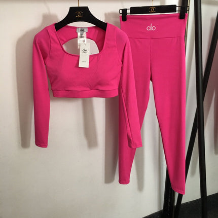 ALO 26S LONG-SLEEVE CROP TOP & HIGH-WAIST LEGGINGS SET 229