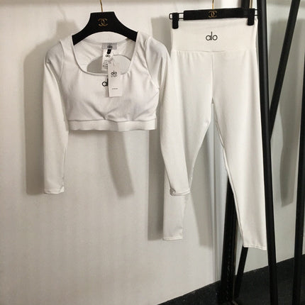 ALO 26S LONG-SLEEVE CROP TOP & HIGH-WAIST LEGGINGS SET 228