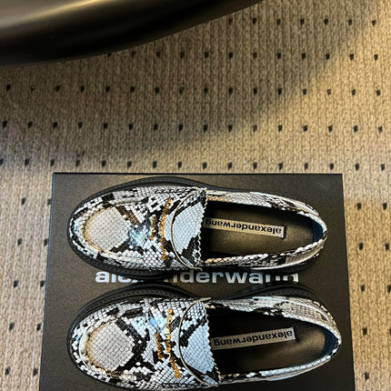 CARTER PLATFORM 75 MM LOAFER IN BLACK MIX WHITE GRAINED LAMBSKIN
