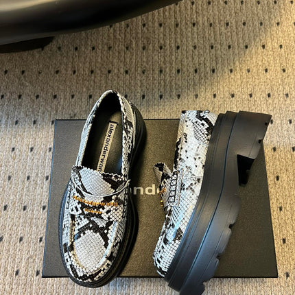 CARTER PLATFORM 75 MM LOAFER IN BLACK MIX WHITE GRAINED LAMBSKIN