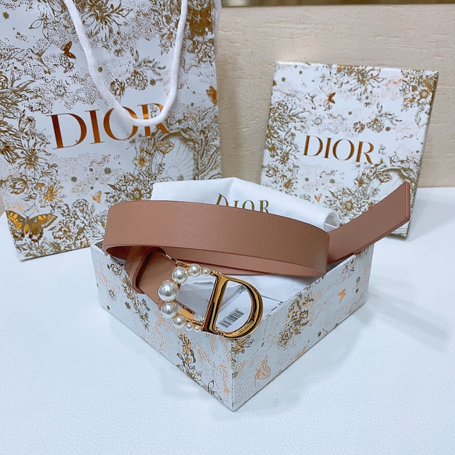 DIOR 25S BELT 30 MM IN DUSTY PINK CALFSKIN 586581