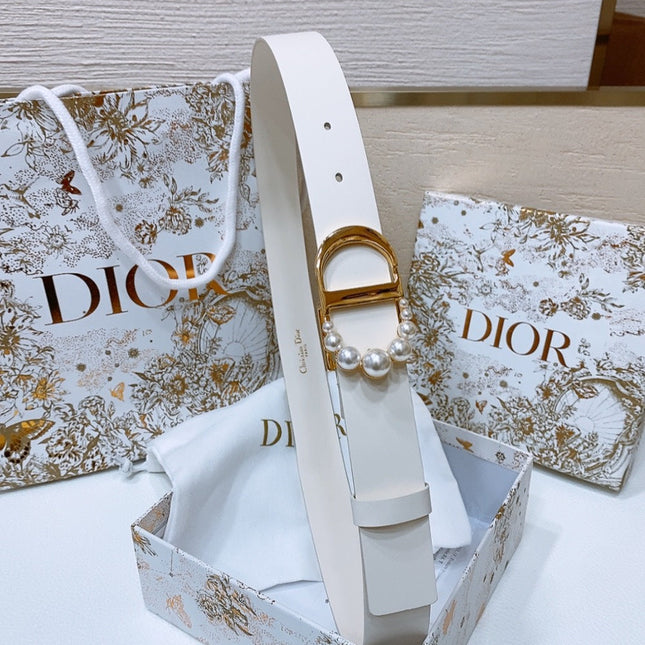 DIOR 25S BELT 30 MM IN WHITE CALFSKIN 586582