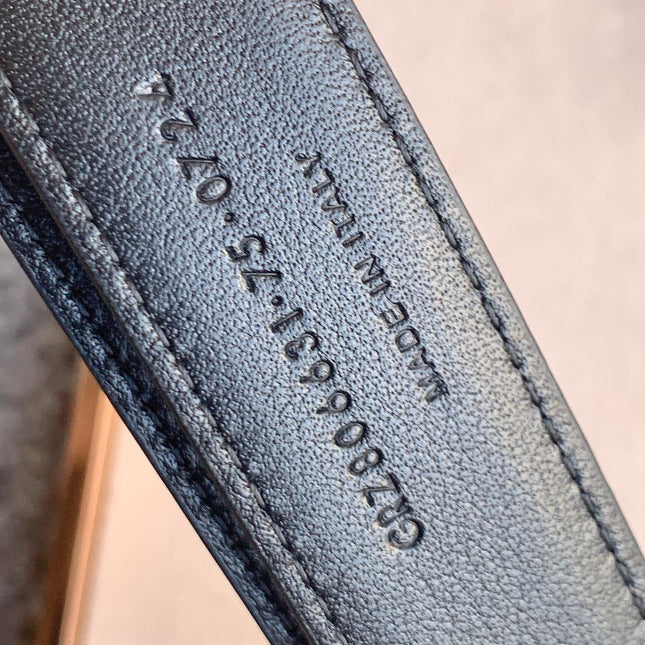YSL 25S BELT 24 MM IN BLACK CALFSKIN 529687