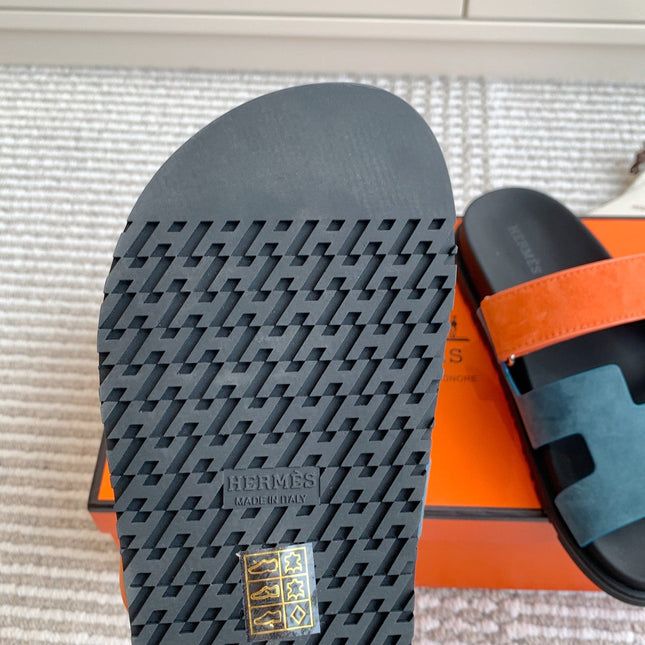 HM 26S CHYPRE SANDAL IN SLATE BLUE AND ORANGE SUEDE