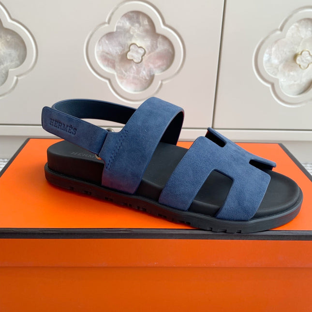 HM 26S CHYPRE SANDAL WITH BACK STRAP IN BLUE SUEDE