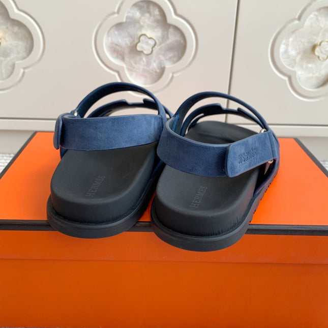 HM 26S CHYPRE SANDAL WITH BACK STRAP IN BLUE SUEDE