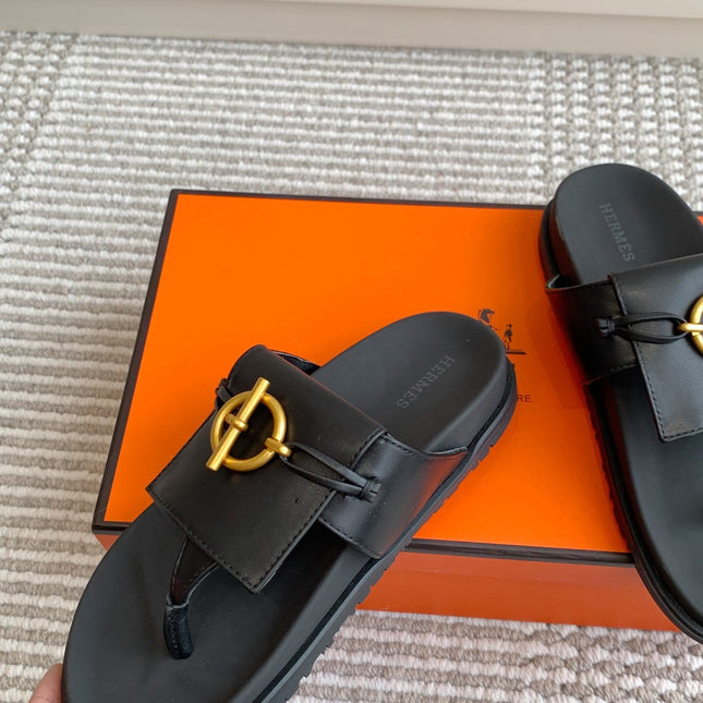 HM 26S JOYCE SANDAL IN BLACK CALFSKIN
