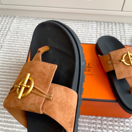 HM 26S JOYCE SANDAL IN CARAMEL BROWN SUEDE