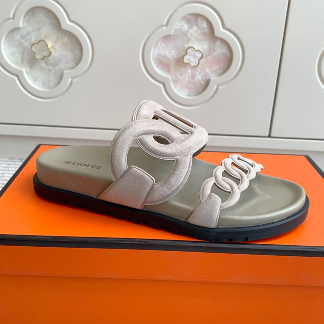 HM 26S EXTRA SANDAL IN NUDE CALFSKIN AND SUEDE