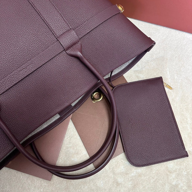 LP GHIERA SHOPPER BAG 40 IN BURGUNDY RED CALFSKIN