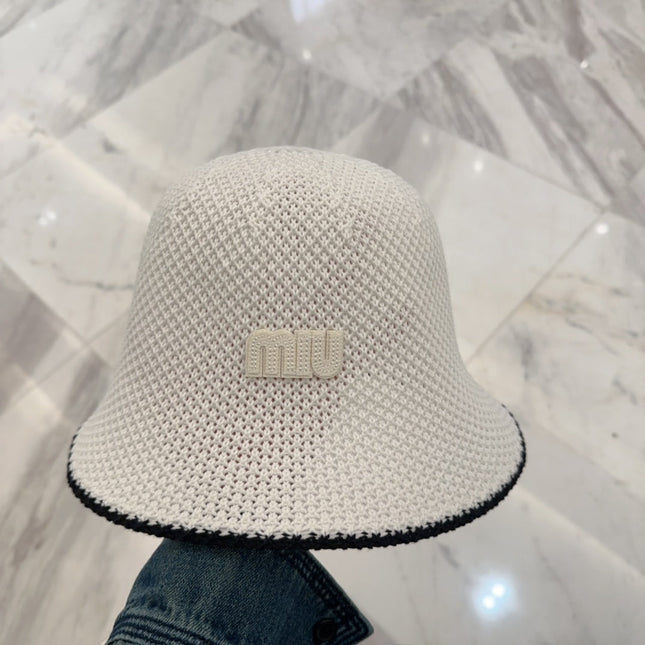 MIUMIU BUCKET IN WHITE MESH FABRIC