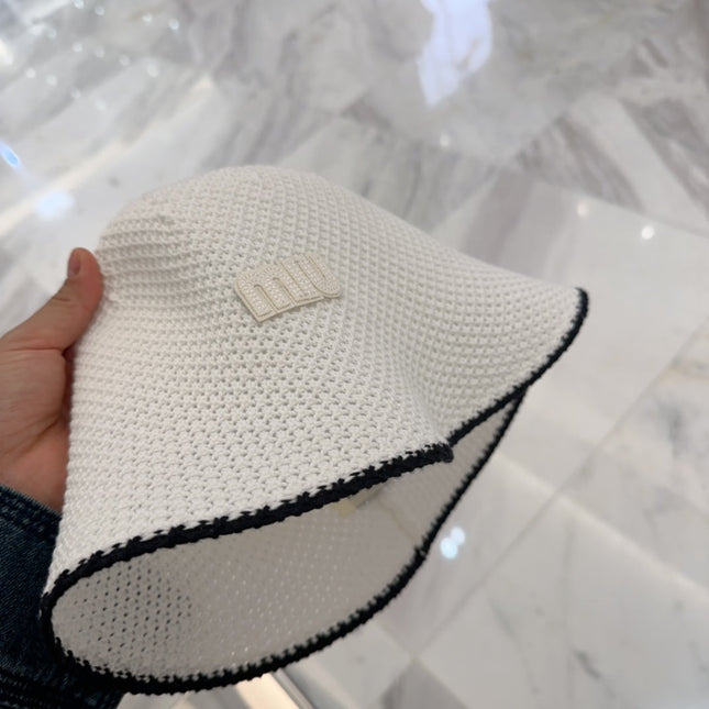 MIUMIU BUCKET IN WHITE MESH FABRIC