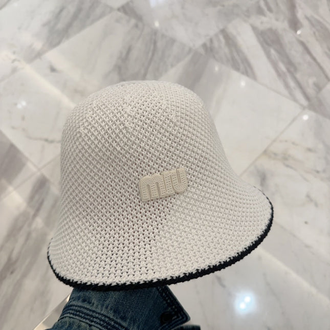 MIUMIU BUCKET IN WHITE MESH FABRIC