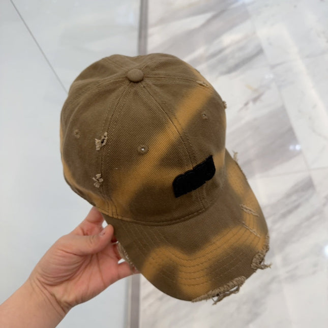 MIUMIU BASEBALL CAP IN BROWN DISTRESSED FABRIC STYLE 1