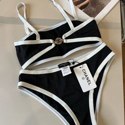 CC BIKINI SWIMSUIT SET BLACK WHITE 174796