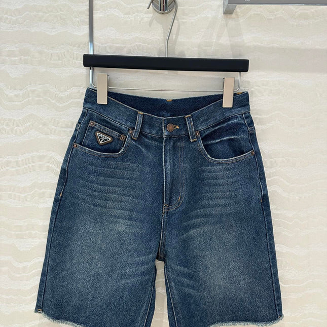 PRADA FASHION STRAIGHT-LEG DENIM SHORTS 263942