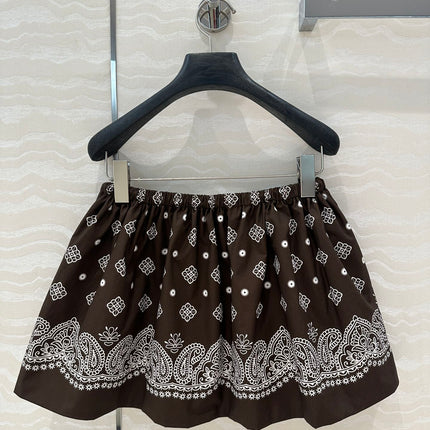 MIUMIU EARTH BROWN PLEATED MIDI SKIRT
