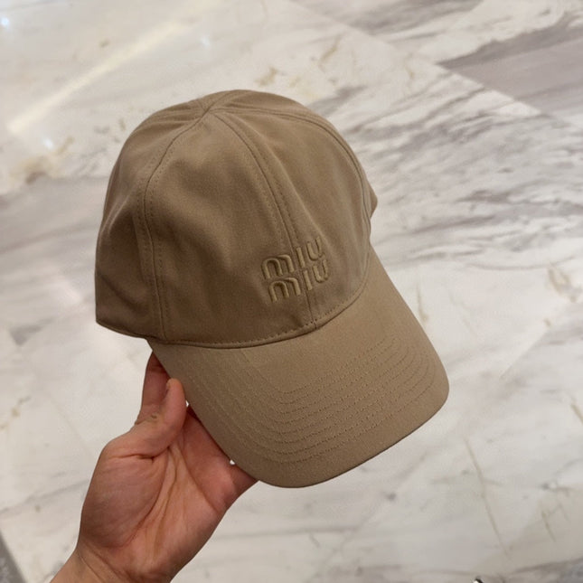 MIUMIU BASEBALL CAP IN BEIGE FABRIC EMBROIDERED LOGO STYLE 8
