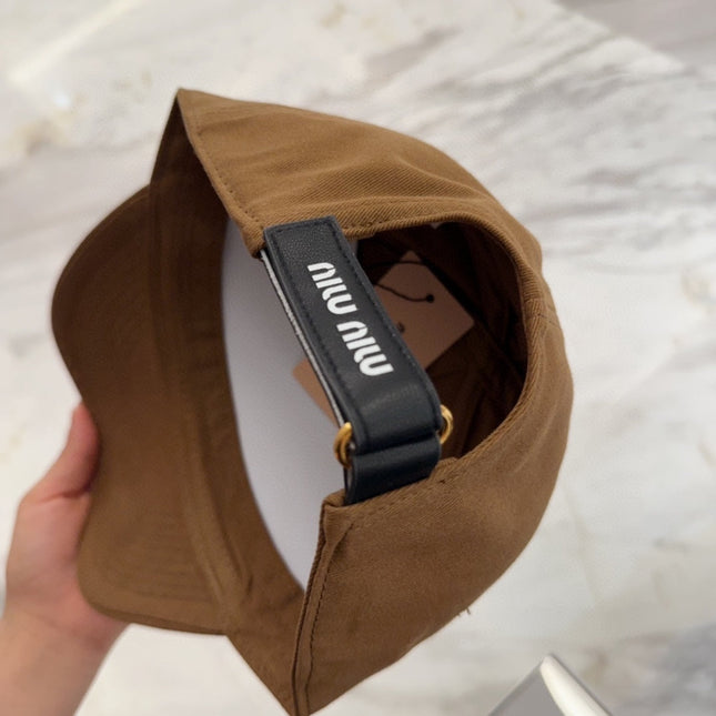 MIUMIU BASEBALL CAP IN BROWN FABRIC EMBROIDERED LOGO STYLE 6