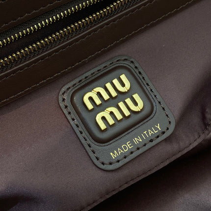MIUMIU 26S BEAU BAG 28 IN DARK BROWN AND WHITE CALFSKIN
