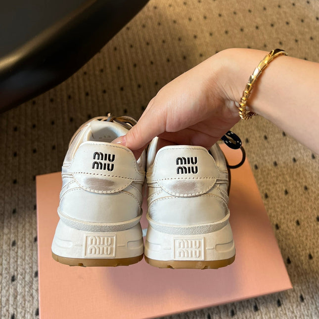 MIUMIU 26S SNEAKERS 530 SL IN WHITE CALFSKIN