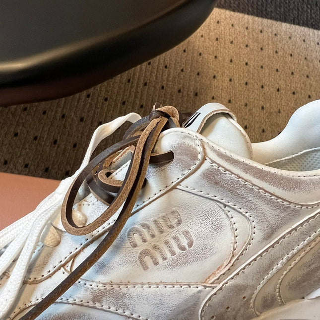 MIUMIU 26S SNEAKERS 530 SL IN WHITE CALFSKIN