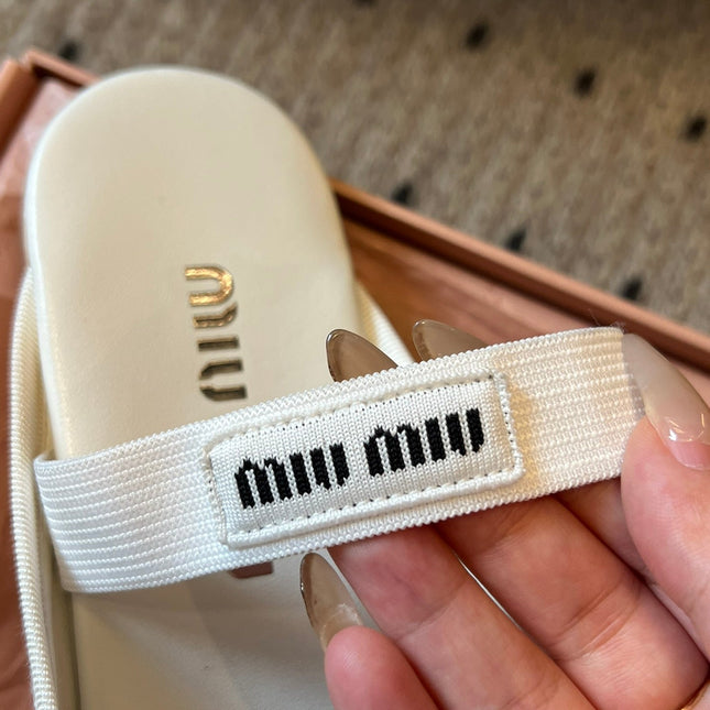 MIUMIU 26S BALLET MULES IN WHITE CREAM SATIN WITH BOW