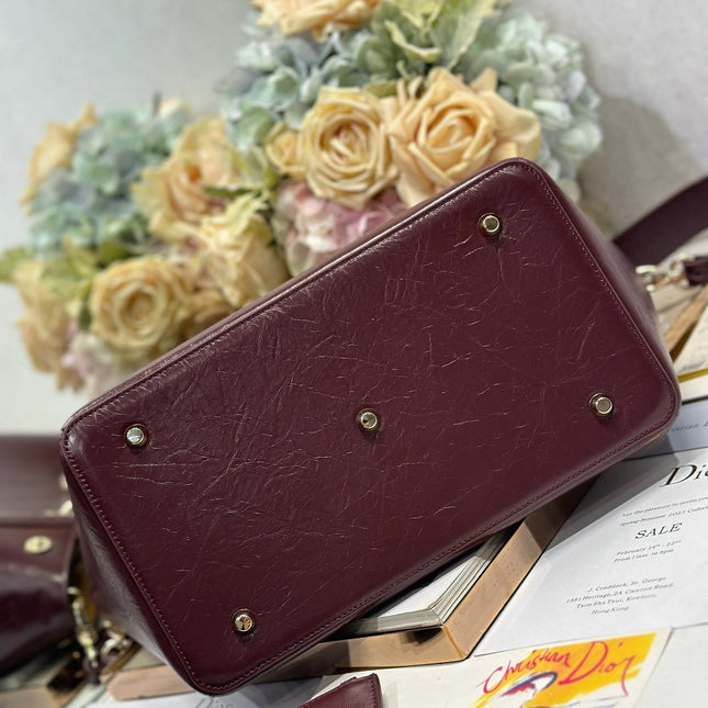 DIOR 26S TOUJOURS BAG 28 IN  DARK RED CALFSKIN