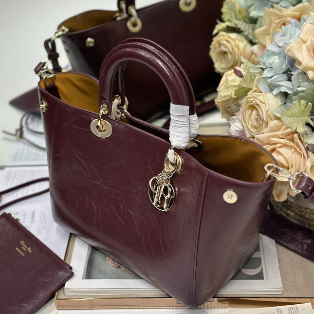 DIOR 26S TOUJOURS BAG 28 IN  DARK RED CALFSKIN