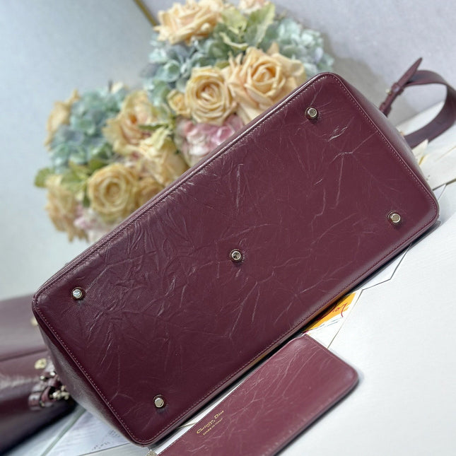 DIOR 26S TOUJOURS BAG 37 IN DARK RED CALFSKIN