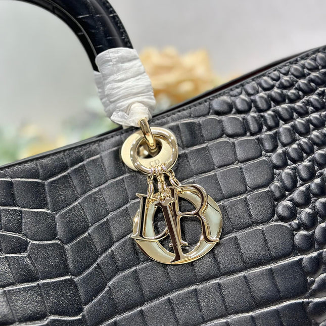 DIOR 26S TOUJOURS BAG 37 IN BLACK CROCODILE LEATHER