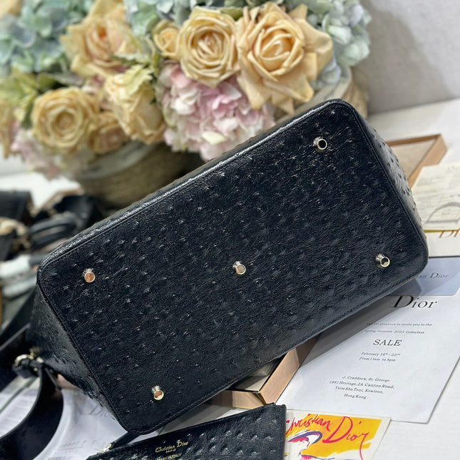 DIOR 26S TOUJOURS BAG 28 IN BLACK OSTRICH