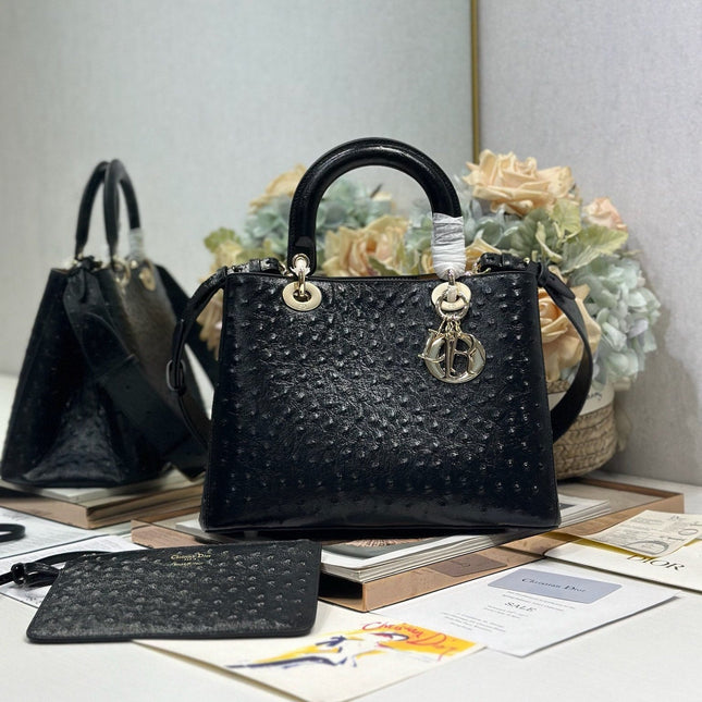 DIOR 26S TOUJOURS BAG 28 IN BLACK OSTRICH