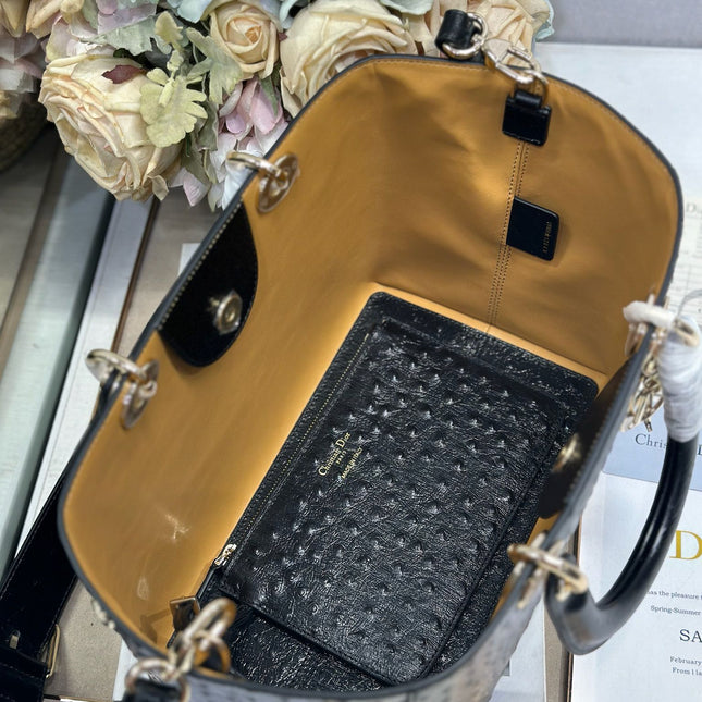 DIOR 26S TOUJOURS BAG 28 IN BLACK OSTRICH