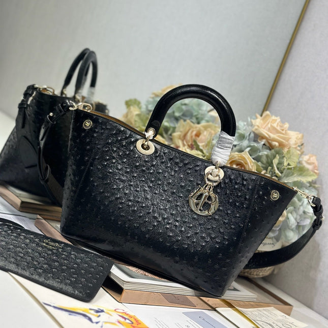 DIOR 26S TOUJOURS BAG 28 IN BLACK OSTRICH